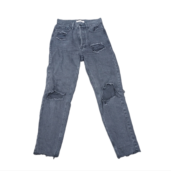 pacsun jeans 24 Ultra High Rise Slim Black Distressed Cutoff Straight De… - Picture 1 of 2